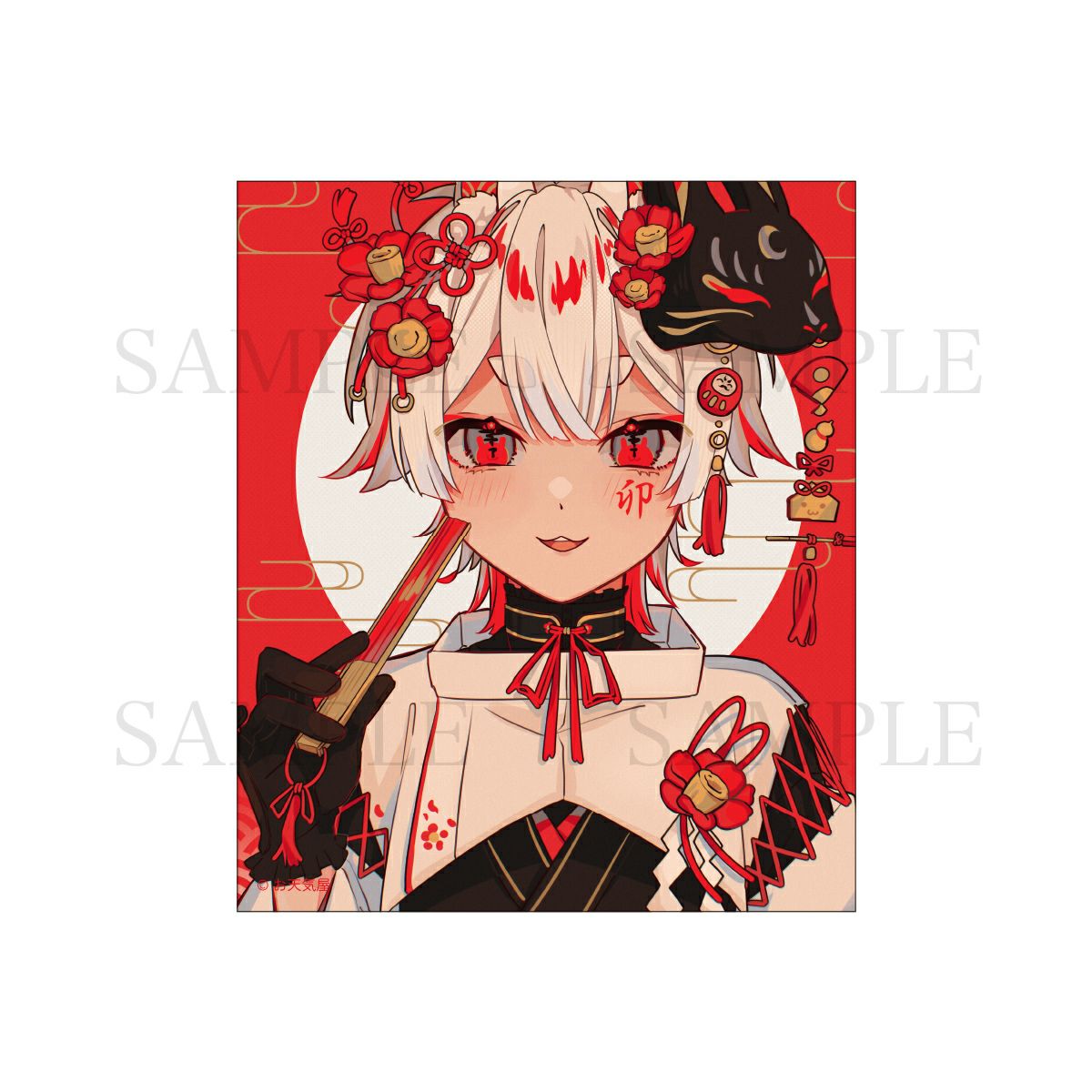 お天気屋　スクエアステッカー / 赤