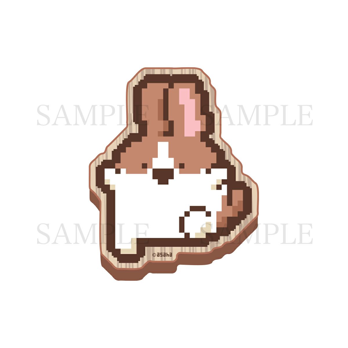 asaha　ウッドマグネット / 茶パンダうさぎ