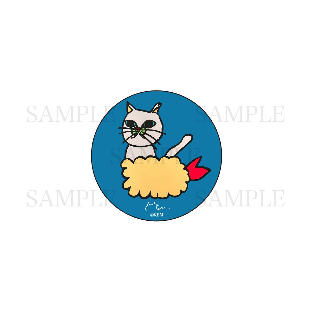切り絵クリエイター KEN　缶バッジ / エビフライねこ